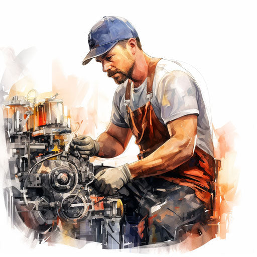 Mechanic clipart in the style of Impressionistic Art