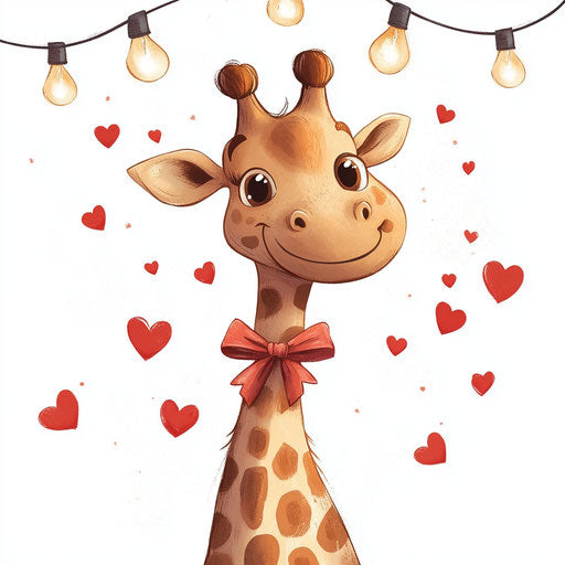 Valentine's Day giraffe with bow and lights