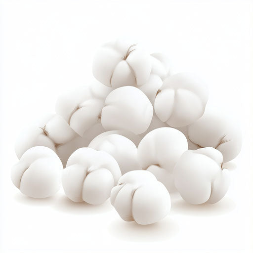3D Cotton Balls on flat white background, isolated clipart