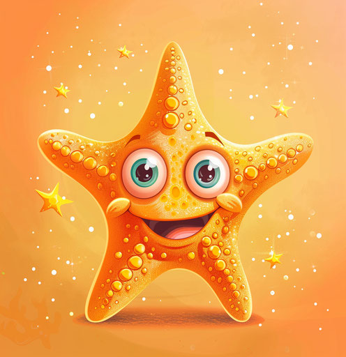 Funny cartoon starfish, bright style, accurate and detailed