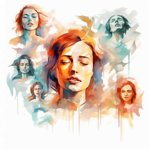 Impressionistic emotions artwork on white background