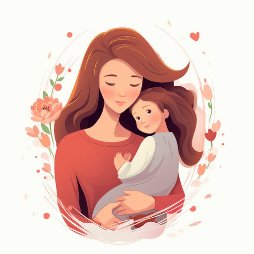 Minimalist style clipart of mom on white background