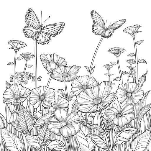 Butterflies painting flowers in a peaceful meadow