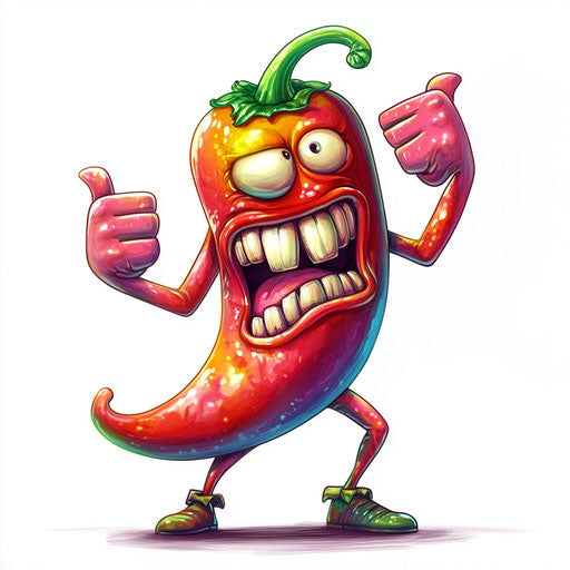 Humorous caricature of a chili clipart with human characteristics
