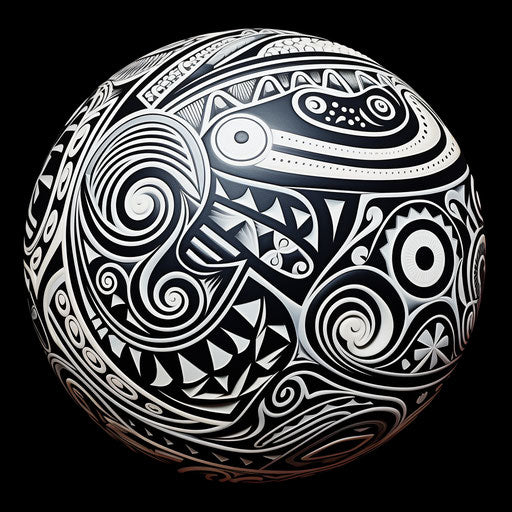Tribal pattern of a sphere in black and white, unique art