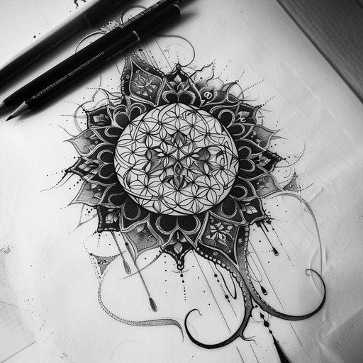 Gothic tattoo sketch of the Flower of Life