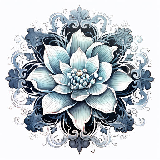 Lotus circle tattoo with swirl patterns