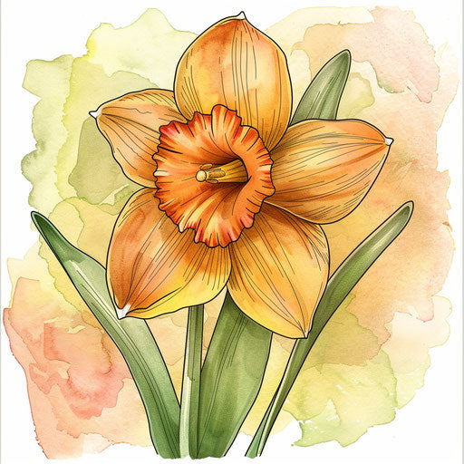 Daffodil tattoo sketch for March birth in artistic style