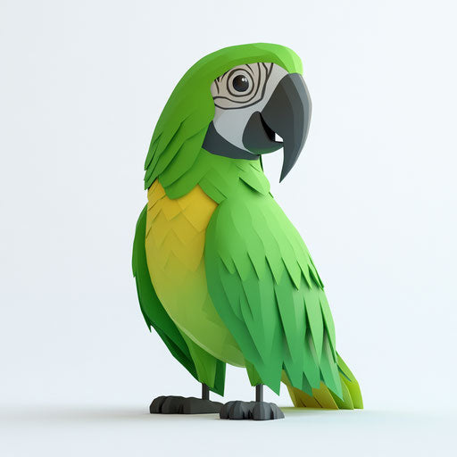 3D Macaw in photo realistic style on flat white background, isolated clipart