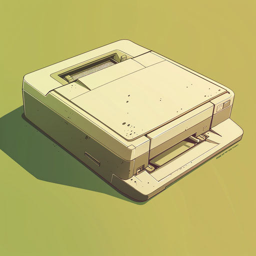 Printer artwork with flat, muted olive background