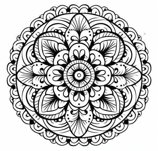 Printable black and white mandala coloring book for hand coloring