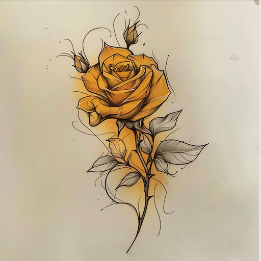 Elegant tattoo sketch of an amber rose