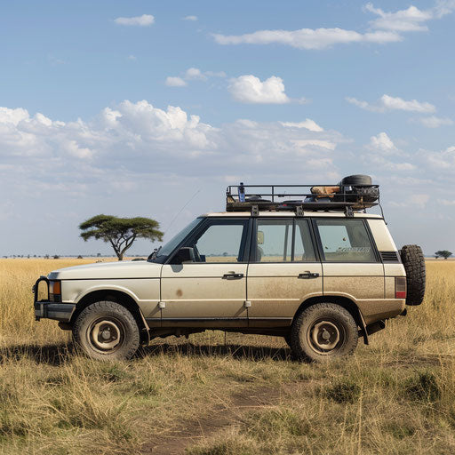 Exploring African savannah in Safari Range Rover