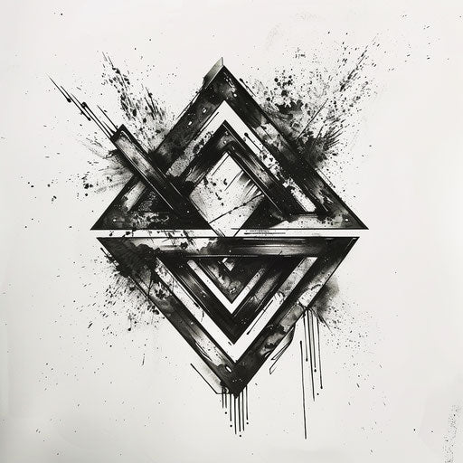 Double triangle tattoo with overlapping designs