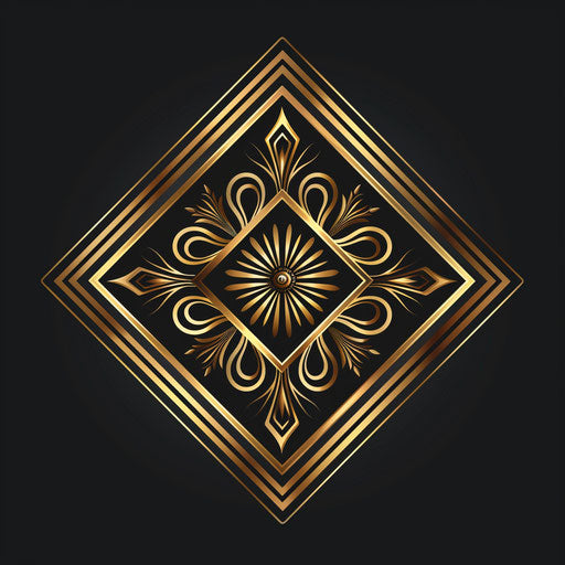 Best Art Deco logo with luxurious gold elements on black background