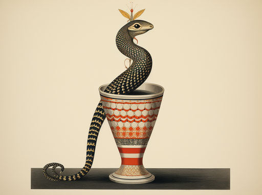 Cobra head tattoo design in tarot card style