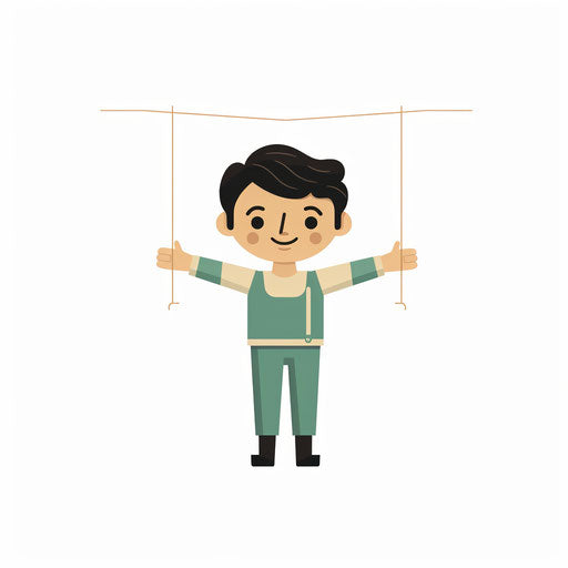 Minimalist puppet clipart on white background