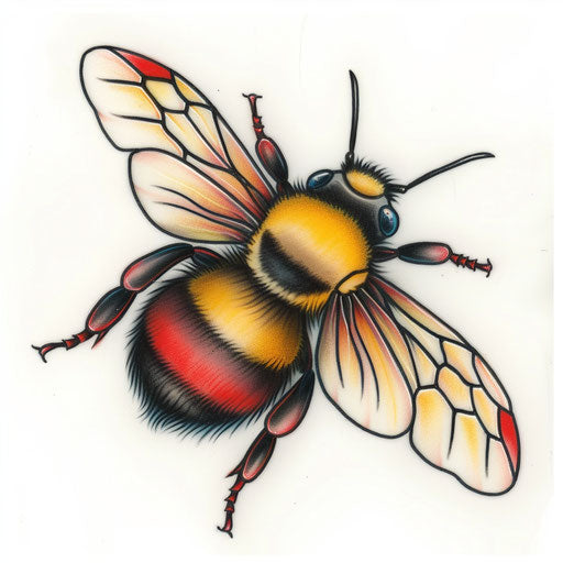 Traditional American style bumble bee tattoo