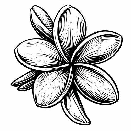 Plumeria sketch in crisp clip art style with clean lines