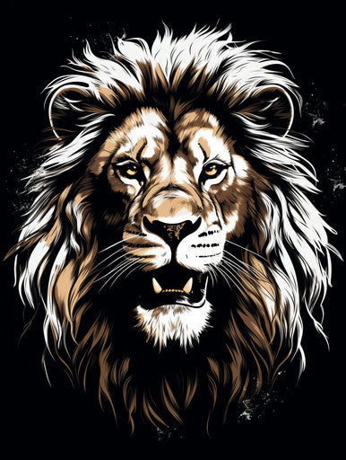 Lion head on background in photo-realistic drawings style