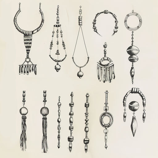 Minimalist tattoo sketch of African ethnic jewelry