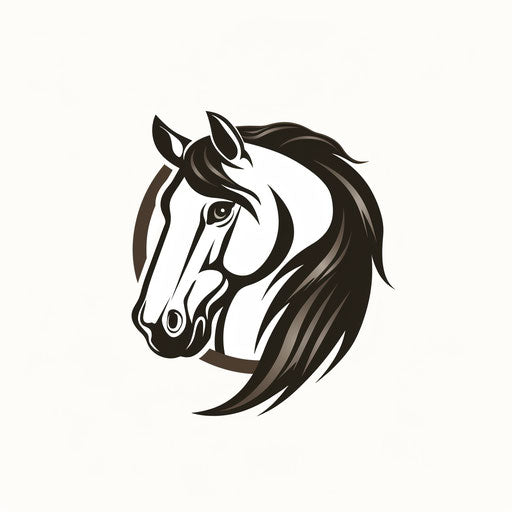 Stylish horse logo with horseshoe design on white background