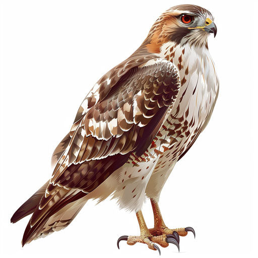 Photo realistic hawk clipart on flat white background