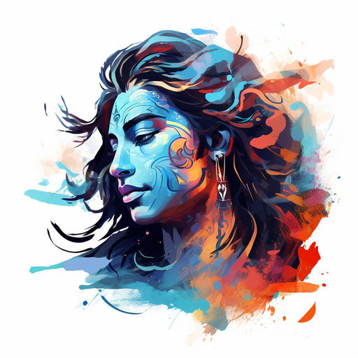 Shiva clipart in the style of Impressionistic Art, on a white background