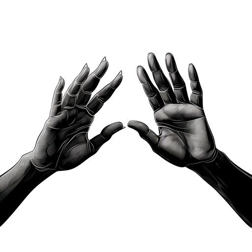 High five illustration in the style of Chiaroscuro Art, on a white background