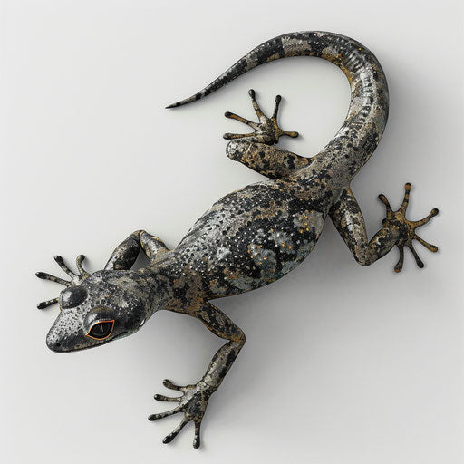 Gecko clipart with random flat background, metallic sheen and realistic textures