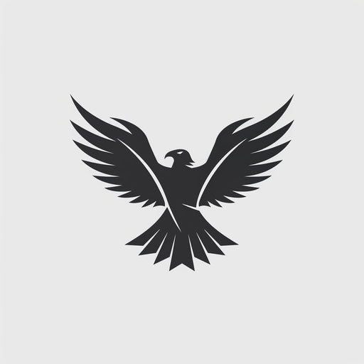 Eagle logo with sleek, minimalistic design in monochrome colors, on white background