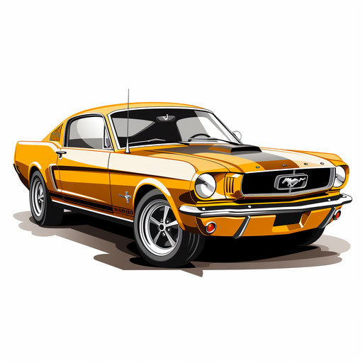 Minimalist style artwork of mustang, on white backdrop