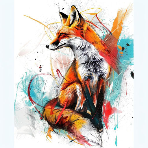 Abstract colorful fox on white background
