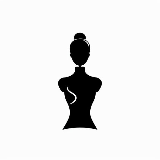 Minimalist mannequin silhouette on white background