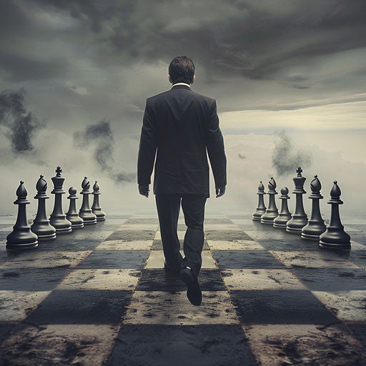 Strategic businessman on the chessboard