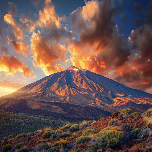 Mount Teide, Canary Islands with dramatic clouds and rich hues