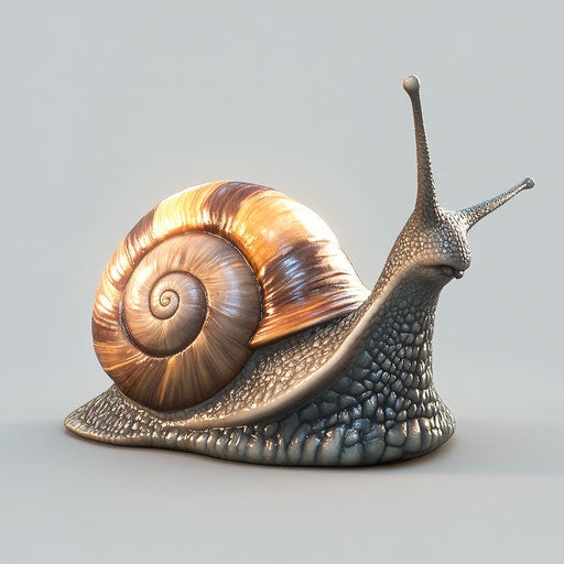 3D snail on white background, photo realistic style, isolated clipart