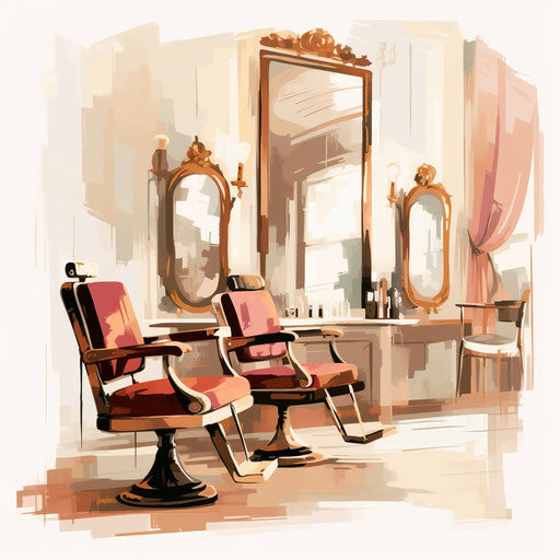 Salon clipart in the style of Oil painting, on a white background