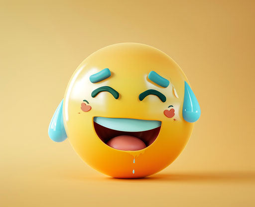 Emoji face crying and laughing, in vector format