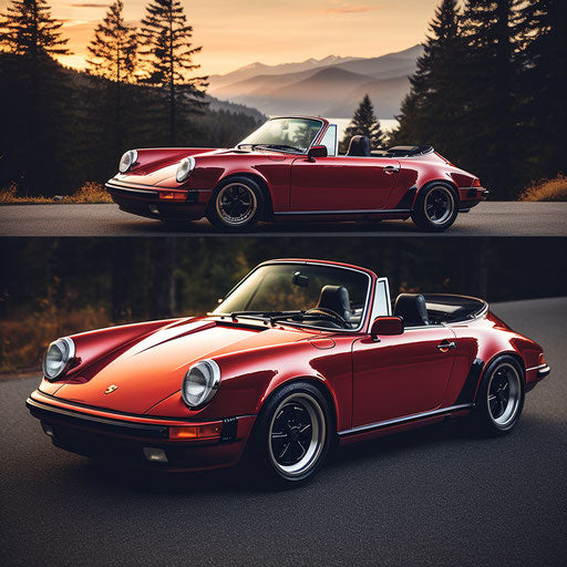 Classic convertible Porsche 911 Carrera with top down
