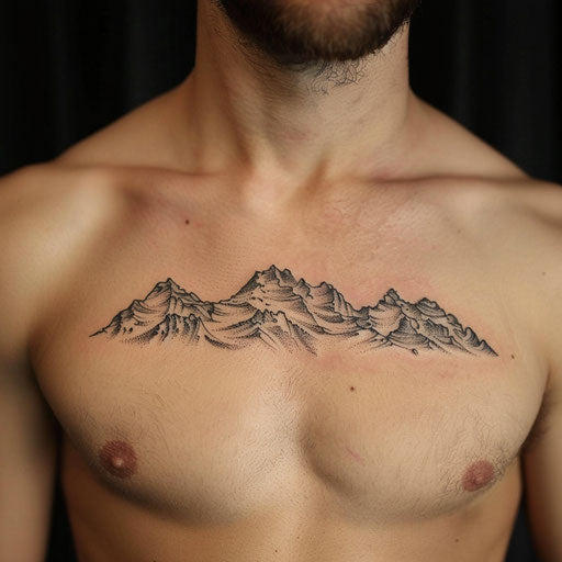Cool tattoos for men with minimalist mountain range on chest