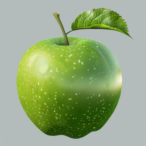 Realistic apple on flat blue background with light texture