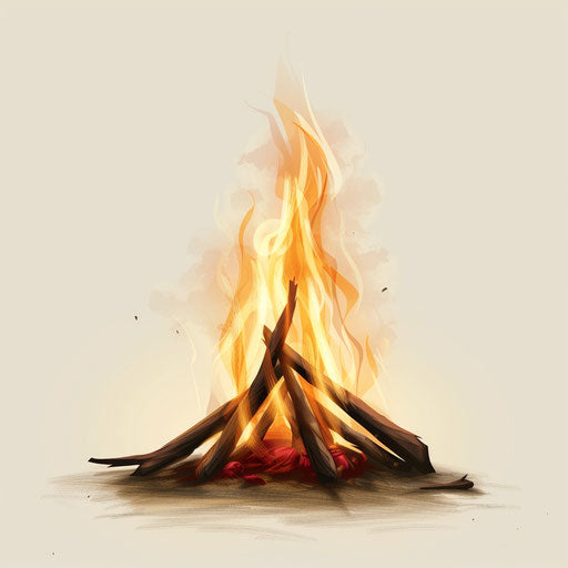 Realistic bonfire clipart on flat cream background