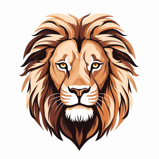Lion face illustration in the style of Chiaroscuro Art, on white background