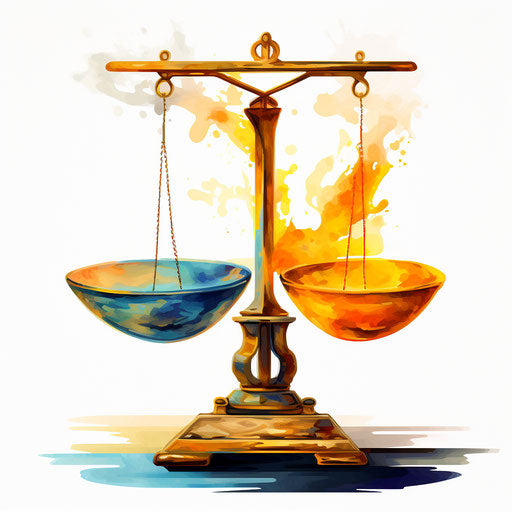 Impressionistic style clipart of a weighing scale on white background