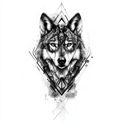 Geometric wolf head tattoo sketch for cool forearm art