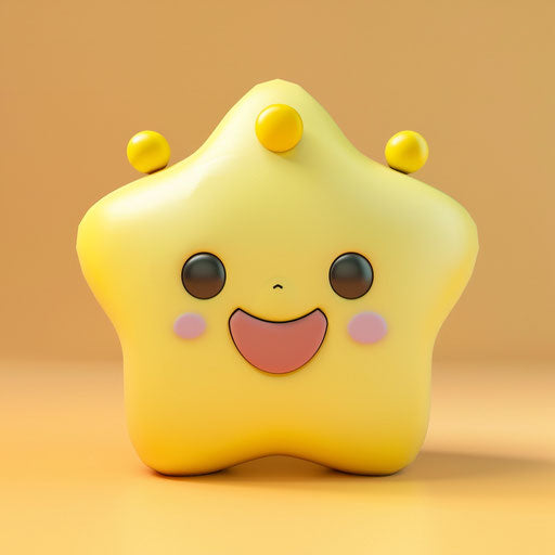 Yellow star with yellow buttons, cute dreamy style, child