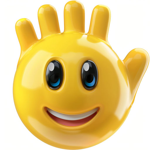 The emoji of the smiley face waving an open hand to you!