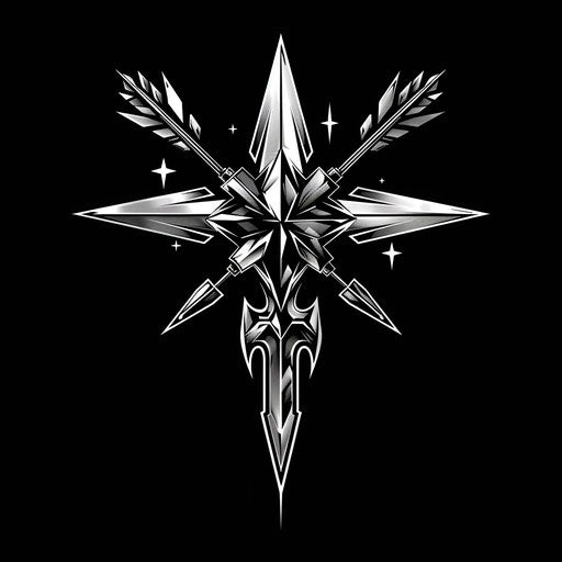 Star flying arrows in tenebrism style, award-winning