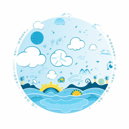 Water cycle in Minimalist style on white background